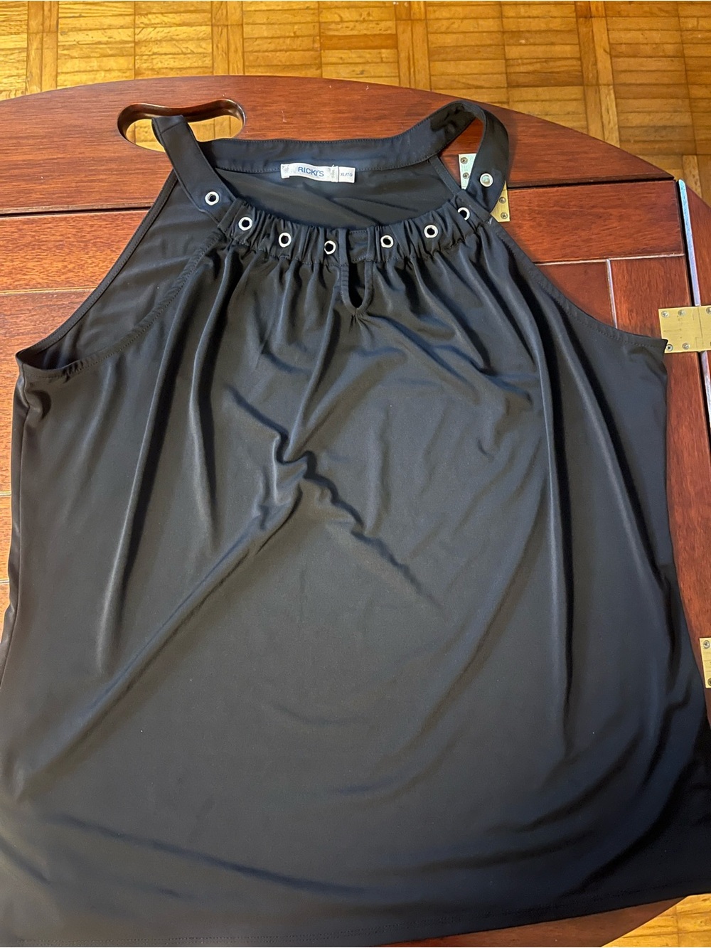Ricki's Black Eyelet-Trim Halter Tank
